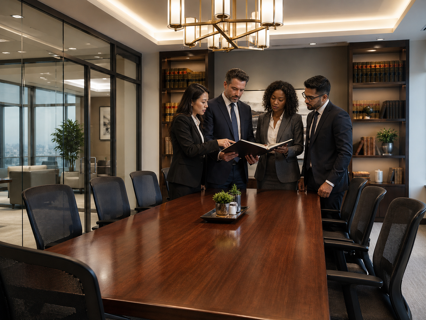 Board room with people