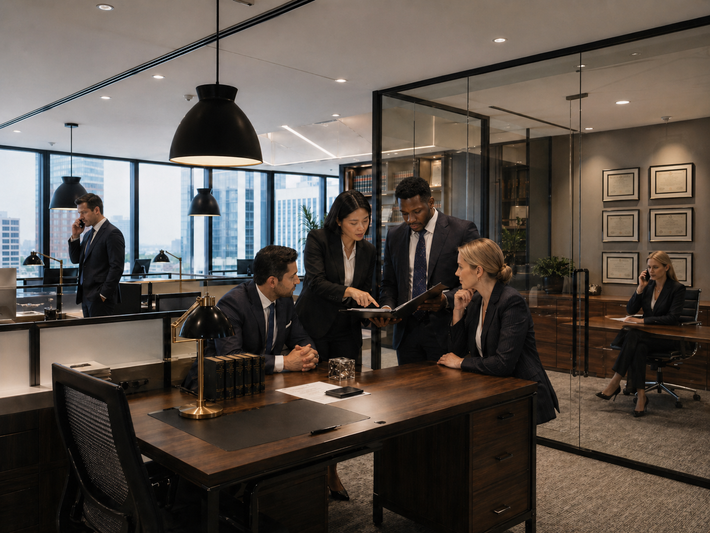 modern office space with lawyers